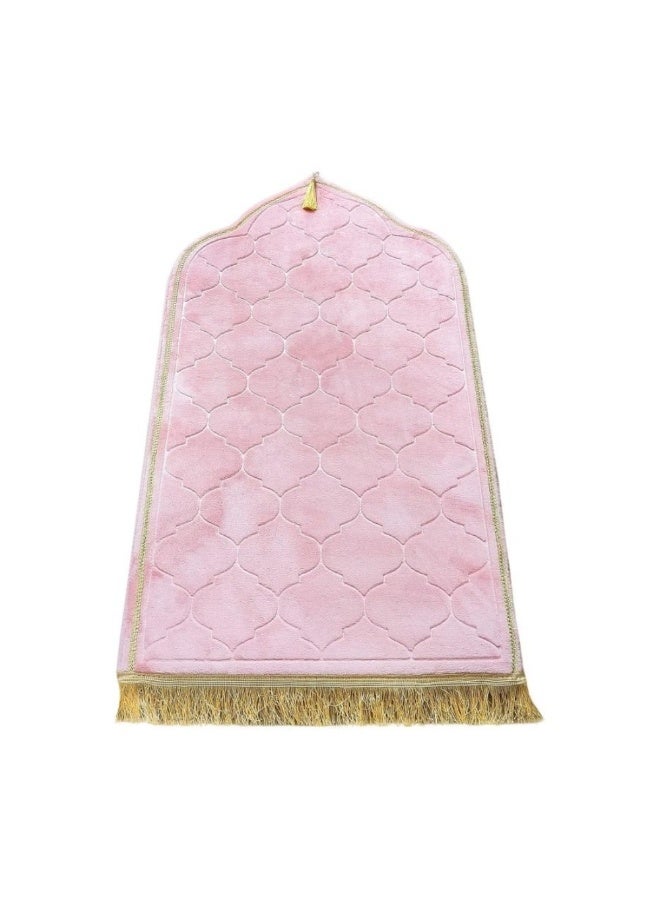 Premium Embossed Velvet Prayer Mat Anti-Slip Thick Padded Sajadah for Men Women Dome Style Perfect Eid & Ramadan Gift - Image 1